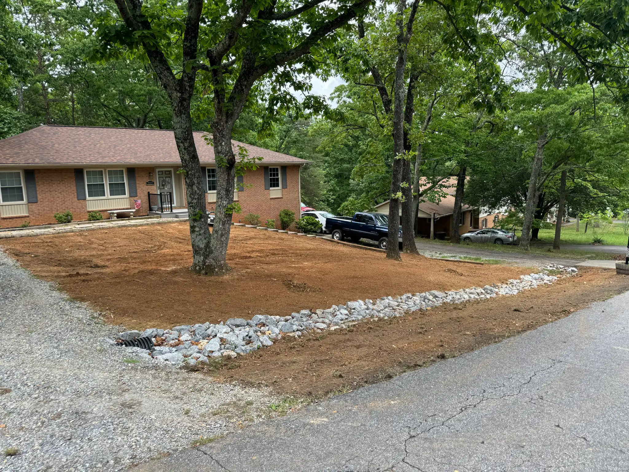 Completed foundation drainage and grading work