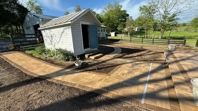 Patio drainage system installation